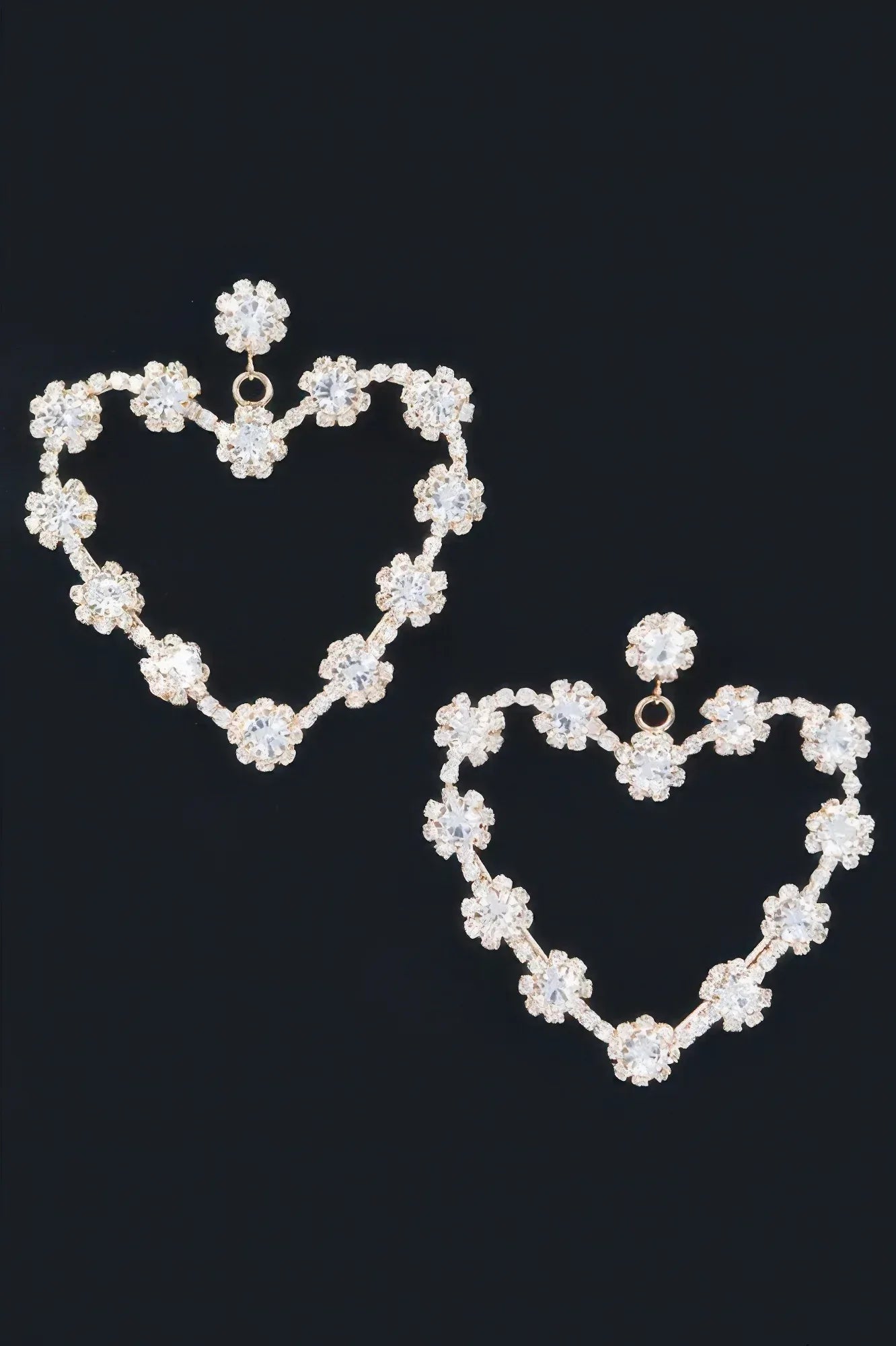 Multi Rhinestone Flower Heart Shape Earring | Mixtshop LLC