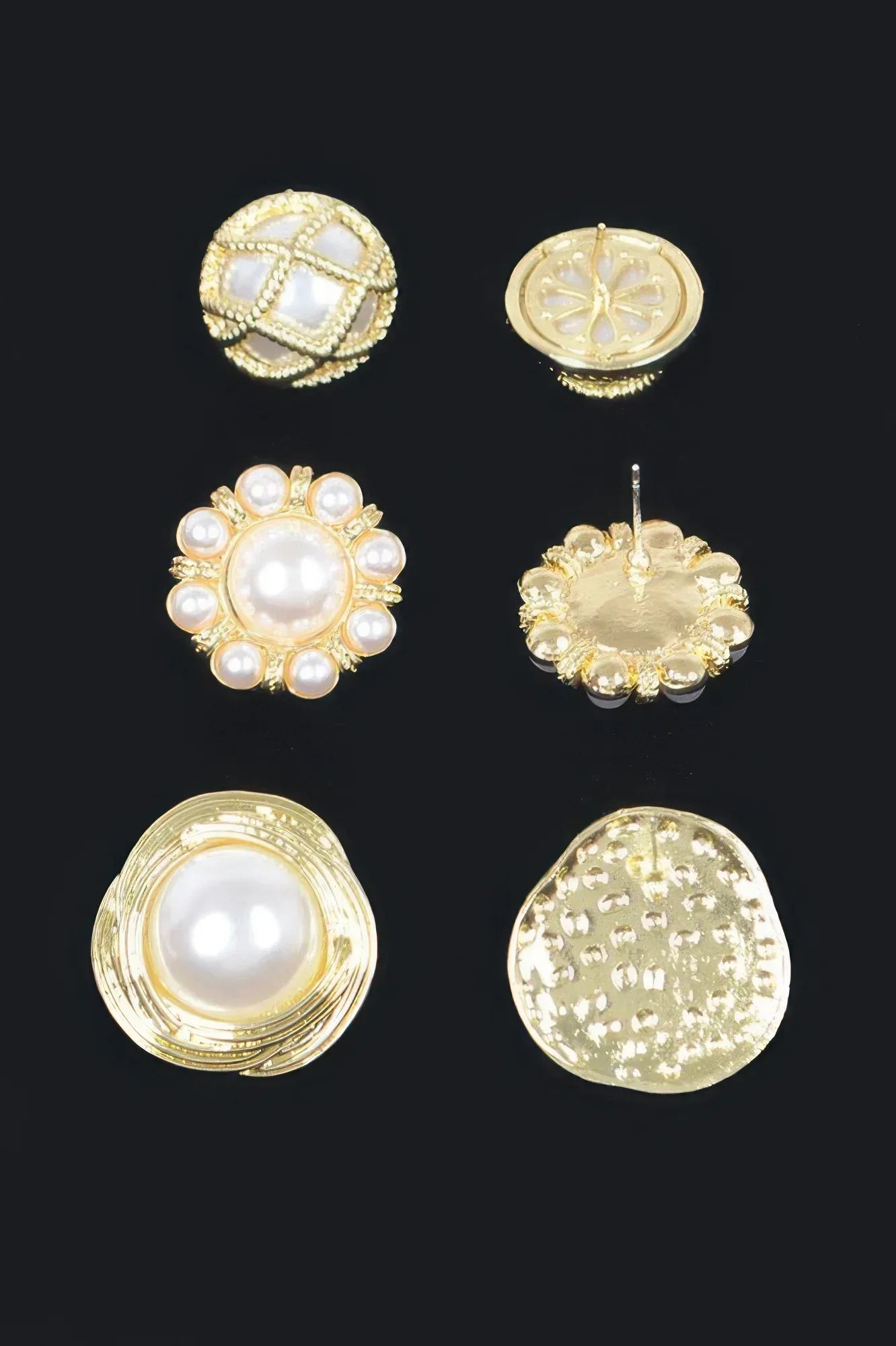 Faux Pearl Metal 3 Pcs Set Stud Earring Secondary image