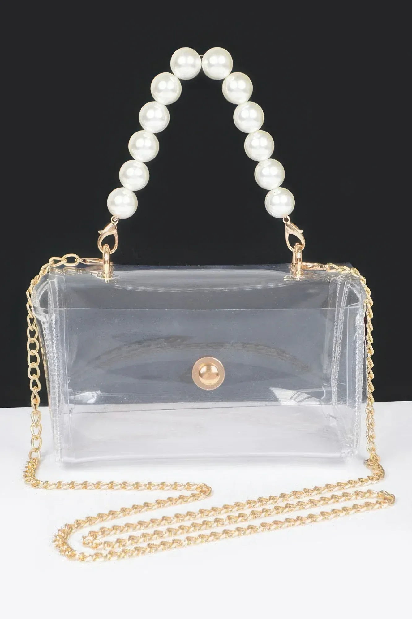 Transparent Pearl Handle Flap Bag | Mixtshop LLC