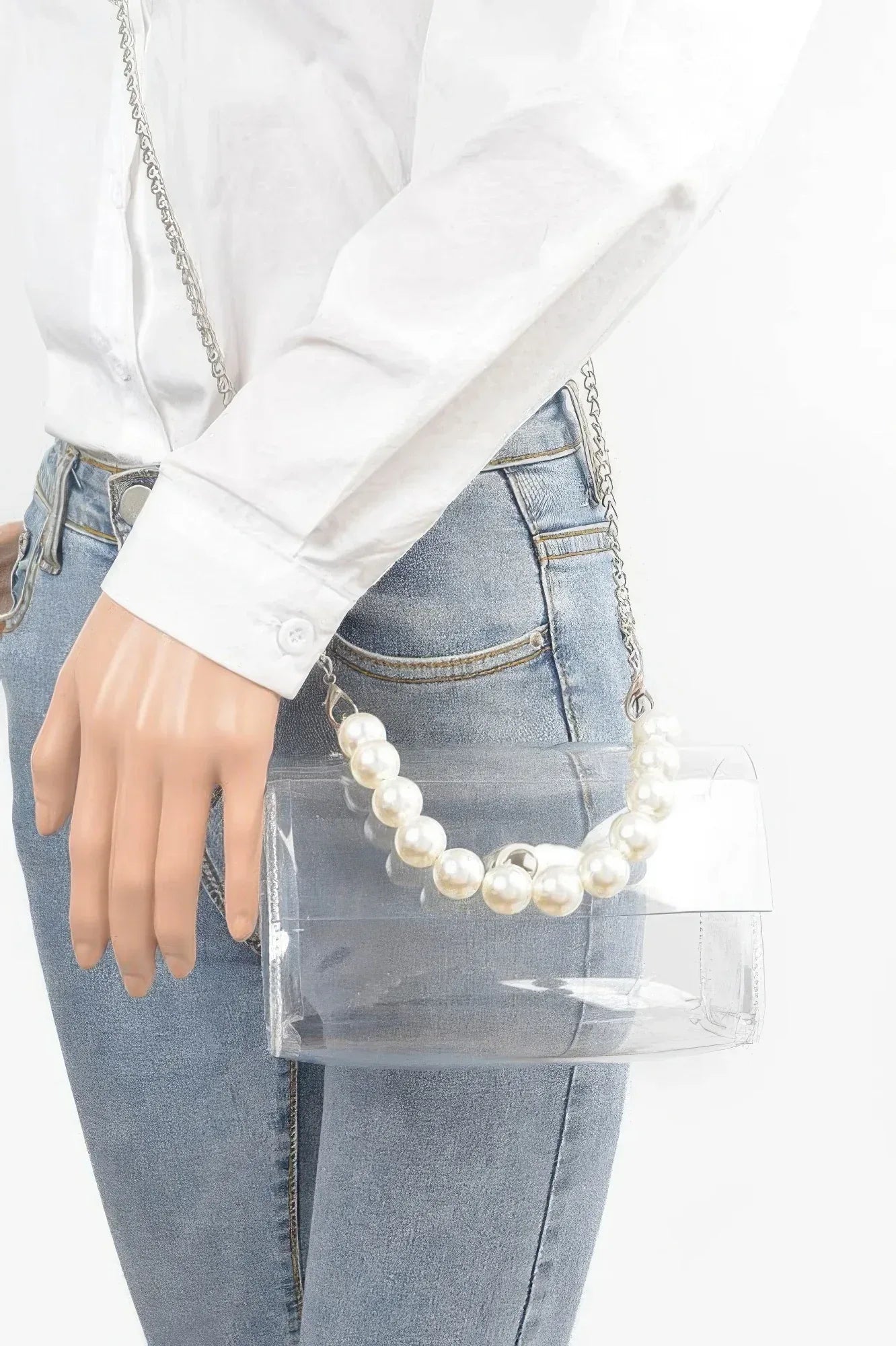 Transparent Pearl Handle Flap Bag Secondary image