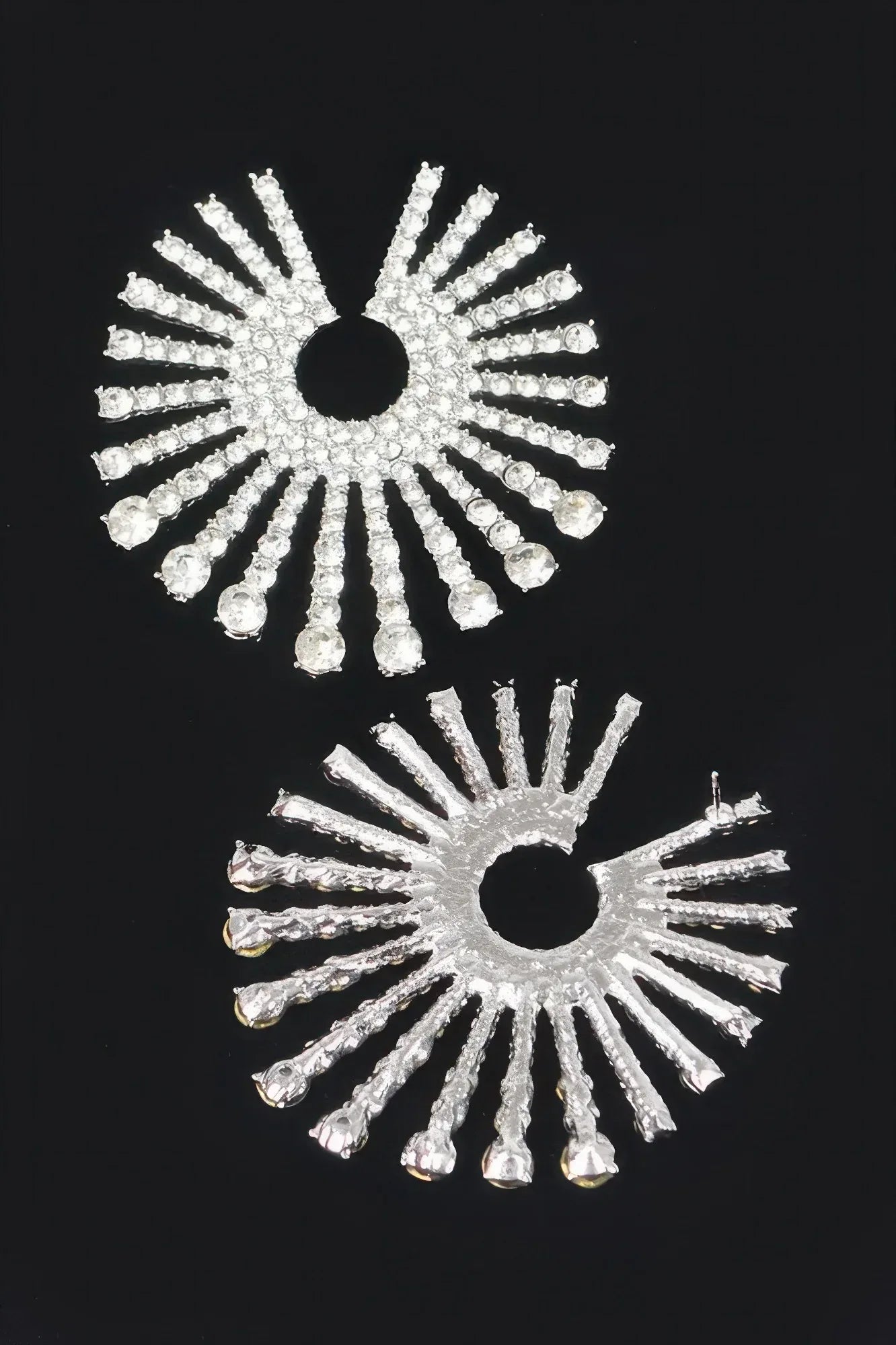 Rhinestone Fan Circle Earrings Secondary image