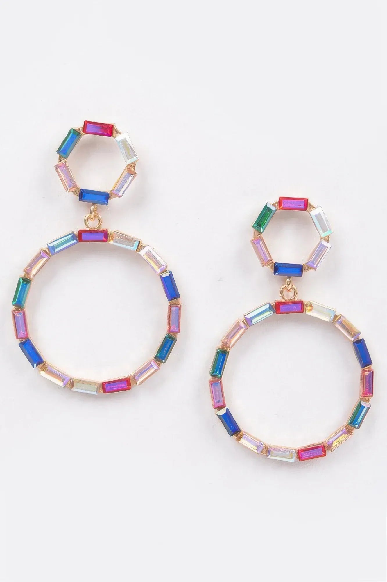 Double Circle Dangle Rhinestone Earring | Mixtshop LLC