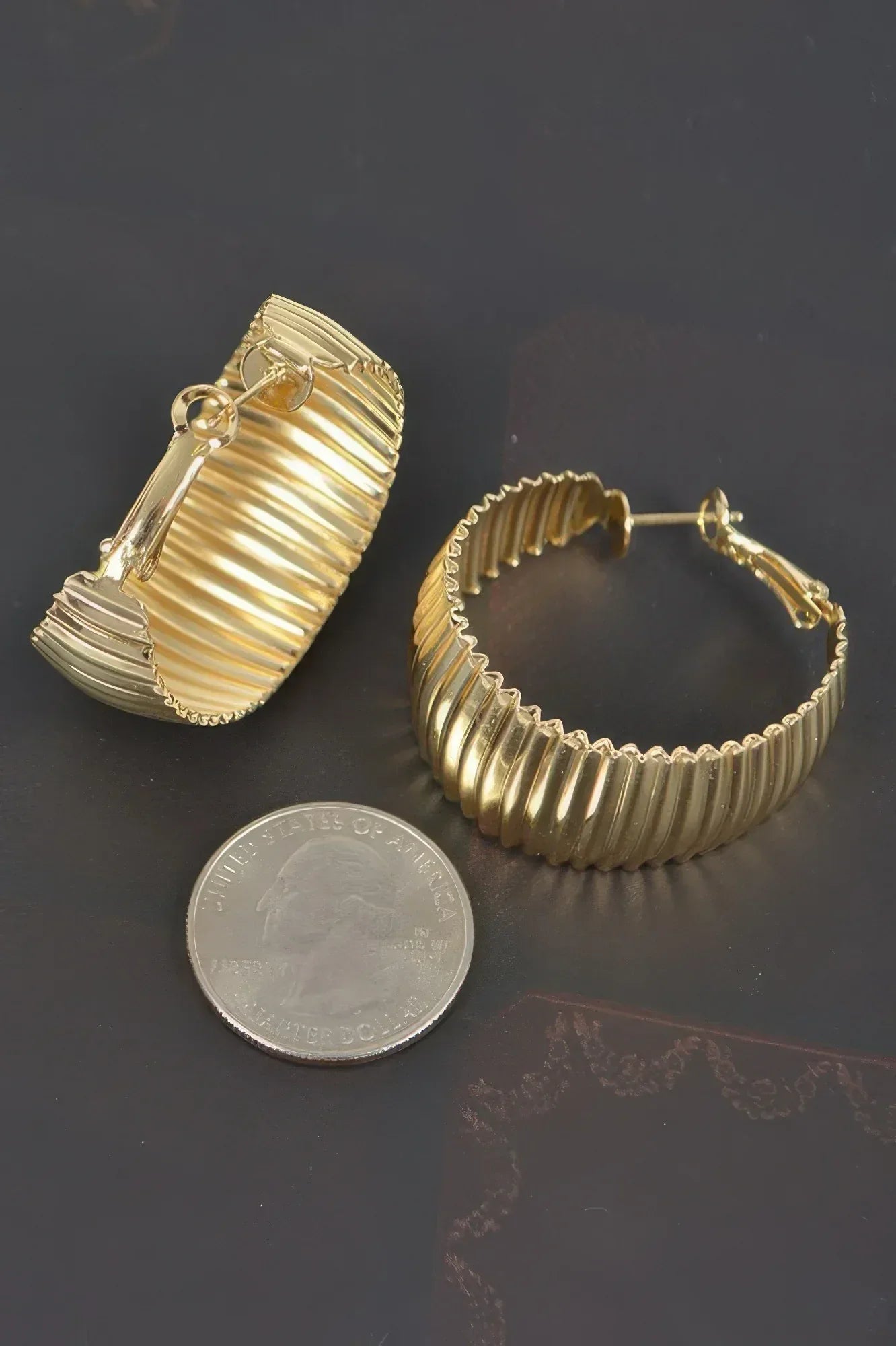 Wide Metal Hoop Earrings Secondary image