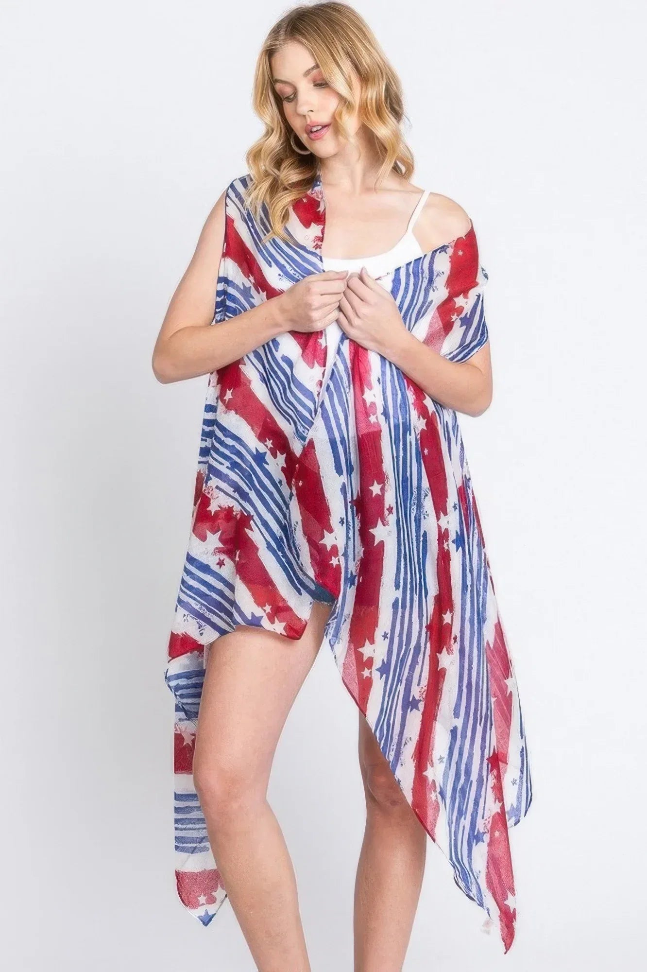 Diagonal Stripes & Stars American Flag Design Vest Secondary image