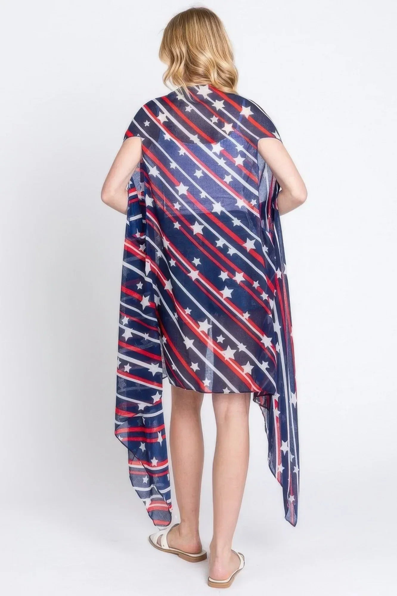 Diagonal Stripes And Stars Print Vest | Mixtshop LLC