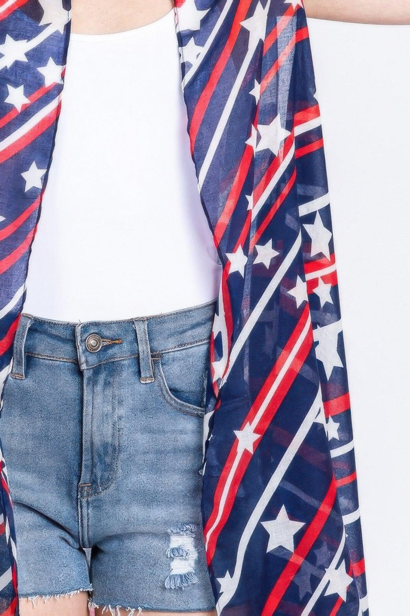 Diagonal Stripes And Stars Print Vest | Mixtshop LLC