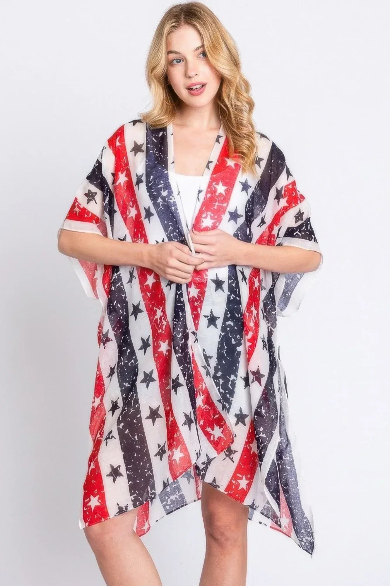 Stripe And Star American Flag Kimono | Mixtshop LLC Main image