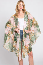 Tropical Leaves Print Shawl Cover-up | Mixtshop LLC