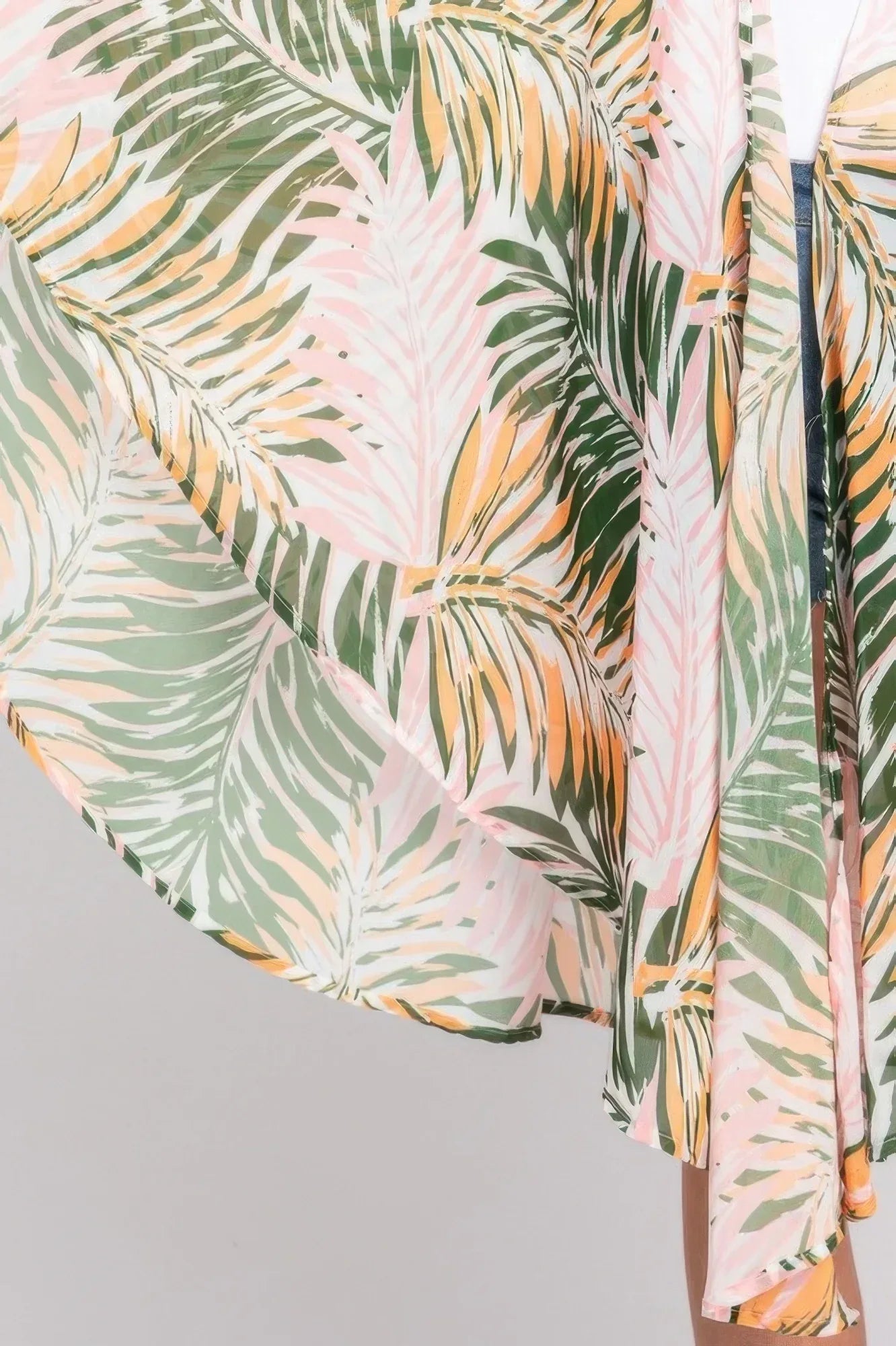 Tropical Leaves Print Shawl Cover-up | Mixtshop LLC