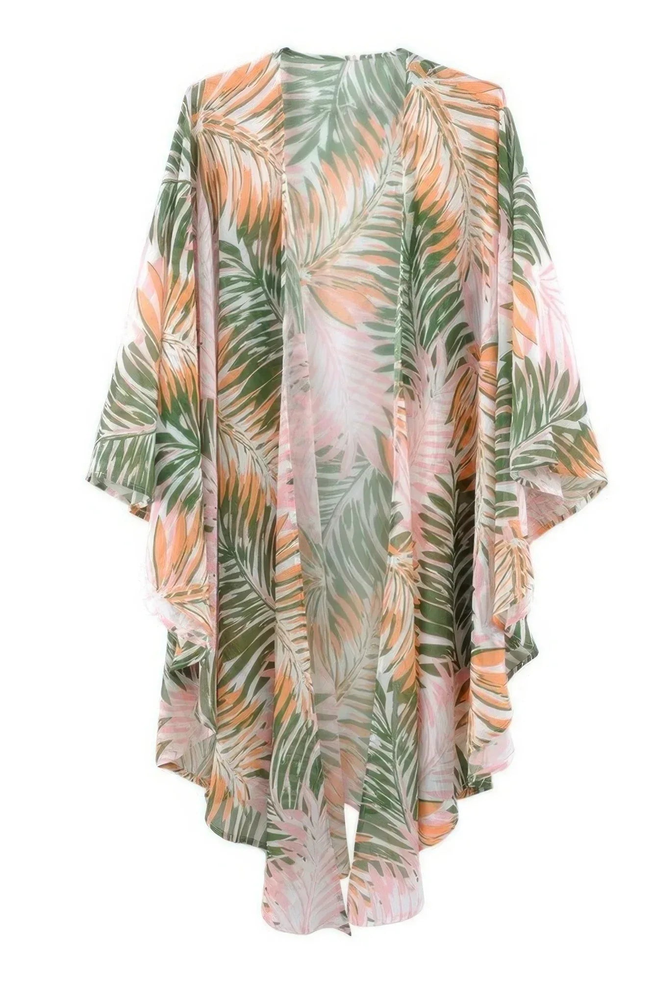 Tropical Leaves Print Shawl Cover-up | Mixtshop LLC