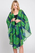 Tropical Leaves Print Shawl Cover-up | Mixtshop LLC