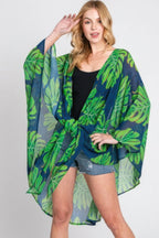 Tropical Leaves Print Shawl Cover-up | Mixtshop LLC
