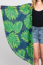 Tropical Leaves Print Shawl Cover-up | Mixtshop LLC