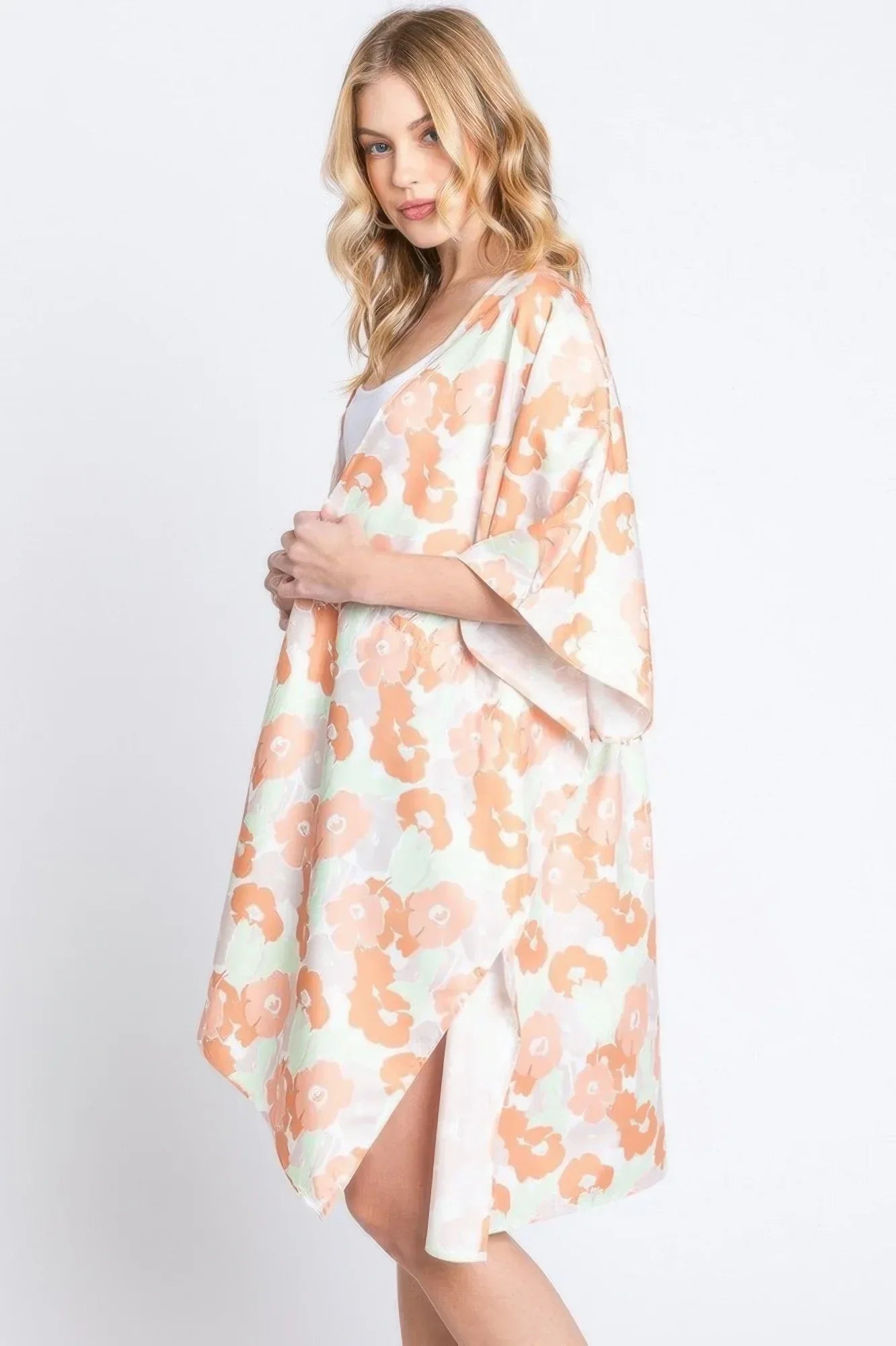 Flower Print Self-tie Drawstring Open Front Cover | Mixtshop LLC