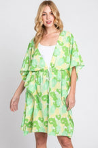 Flower Print Self-tie Drawstring Open Front Cover | Mixtshop LLC