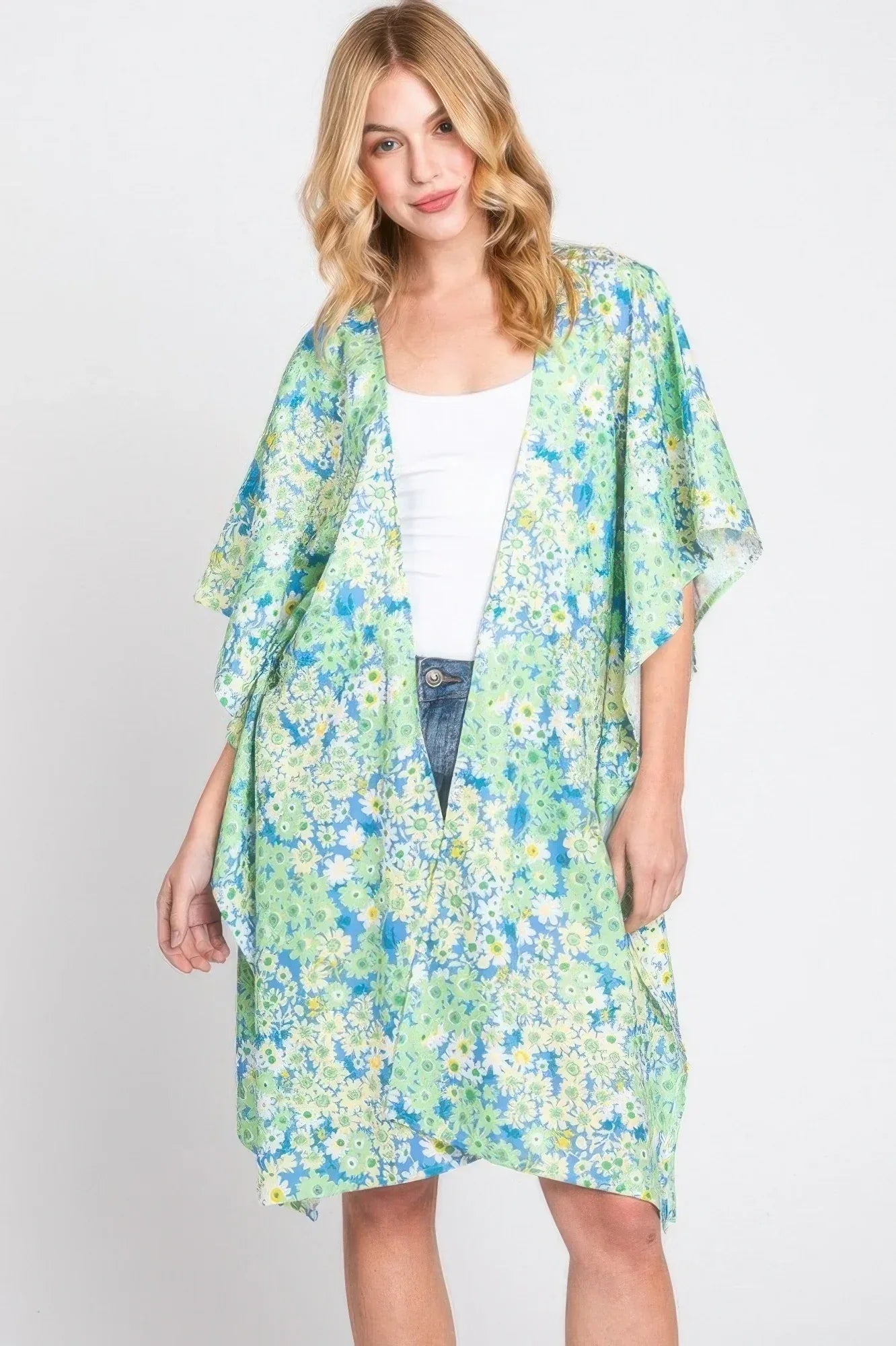 Flower Print Self-tie Drawstring Open Front Cover | Mixtshop LLC
