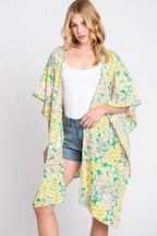 Flower Print Self-tie Drawstring Open Front Cover | Mixtshop LLC
