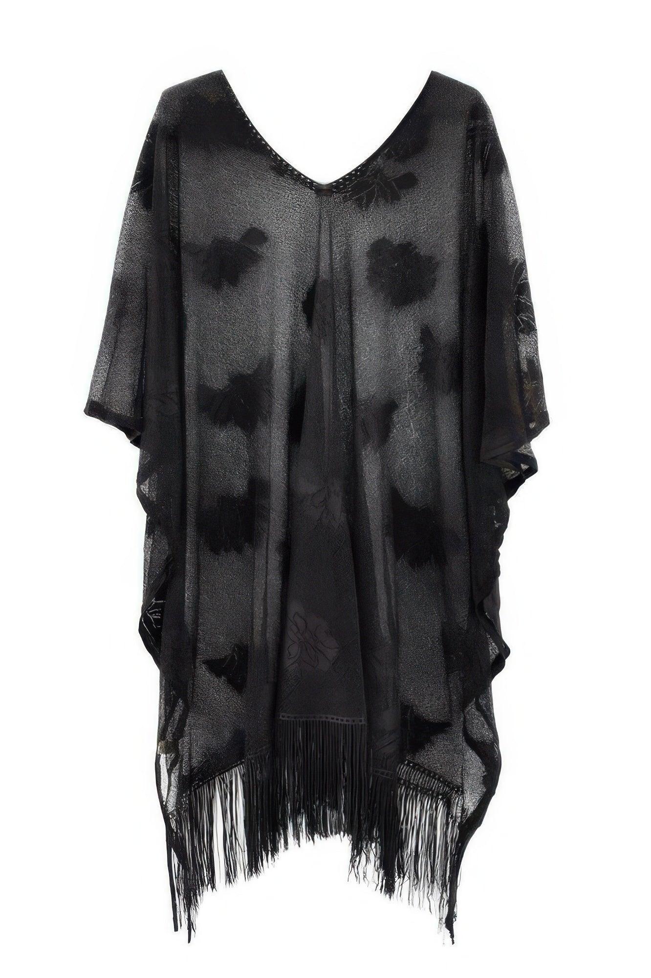 Floral Lace Poncho With Tassel | Mixtshop LLC