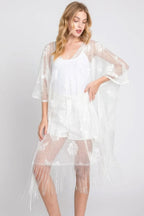 Floral Lace Poncho With Tassel | Mixtshop LLC