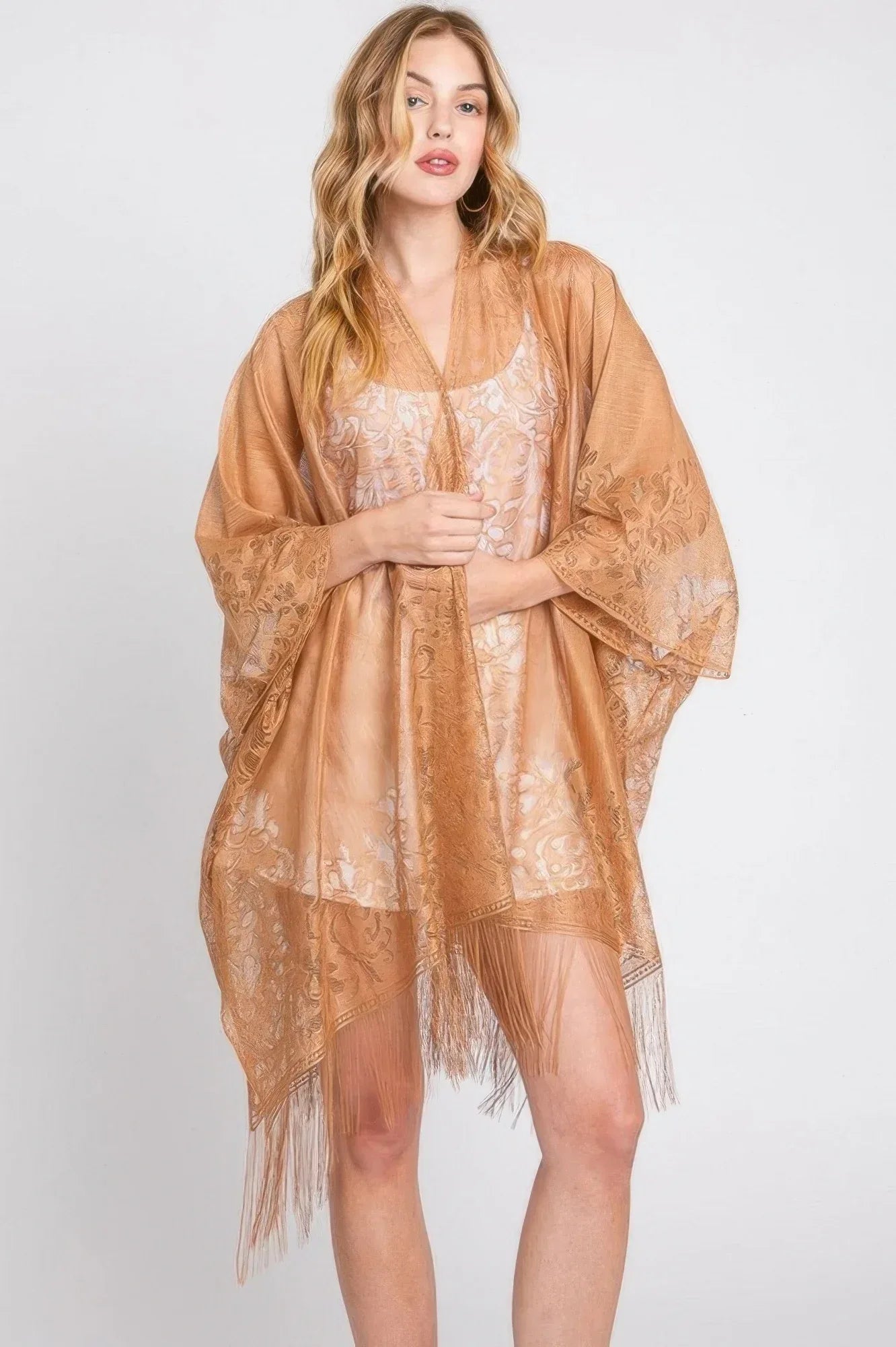 Floral Lace Kimono With Tassel | Mixtshop LLC
