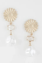 Sunflower Pearl Drop Earrings | Mixtshop LLC