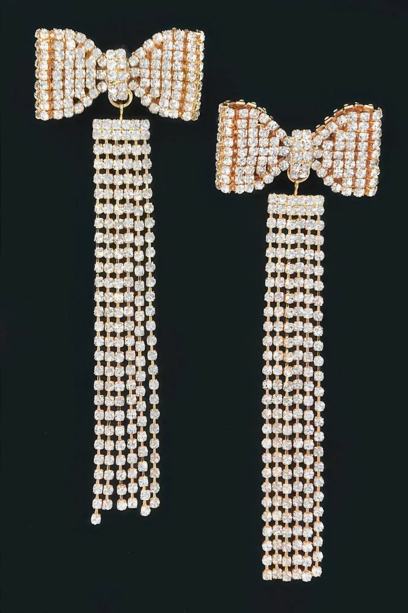 Rhinestone Bow Fringe Earring | Mixtshop LLC Main image
