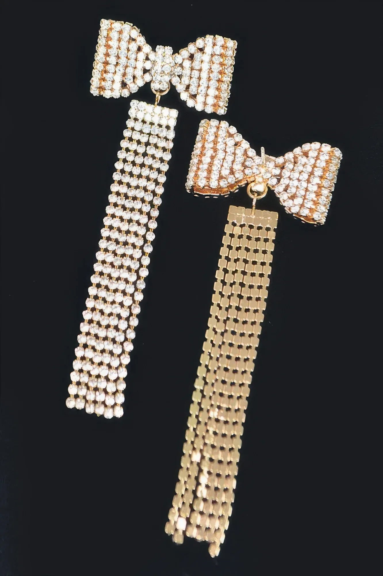 Rhinestone Bow Fringe Earring Secondary image