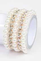 Faux Pearl Rhinestone Stretch Bracelet | Mixtshop LLC