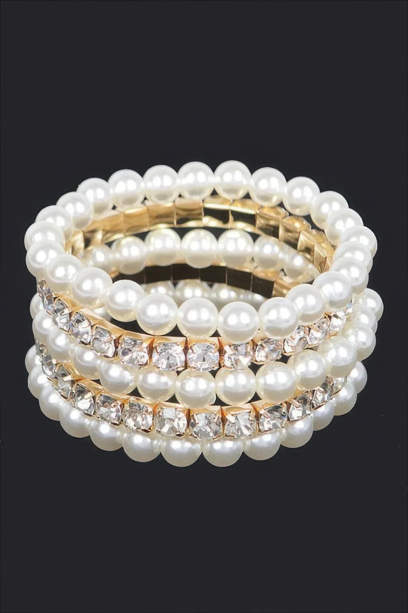 Faux Pearl Rhinestone Stretch Bracelet Secondary image