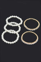 Faux Pearl Rhinestone Stretch Bracelet | Mixtshop LLC