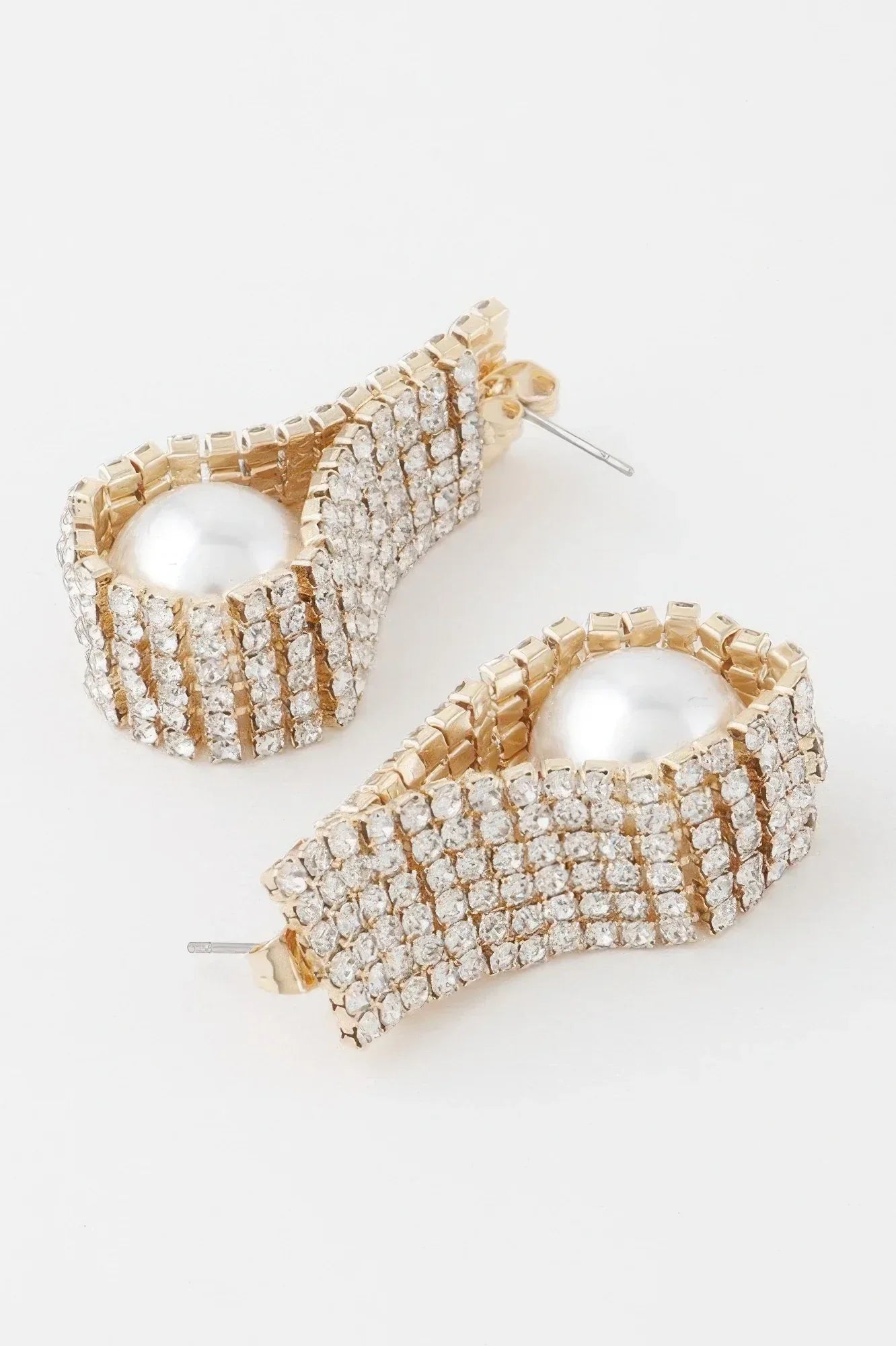 Rhinestone Pearl Wrap Earrings Secondary image