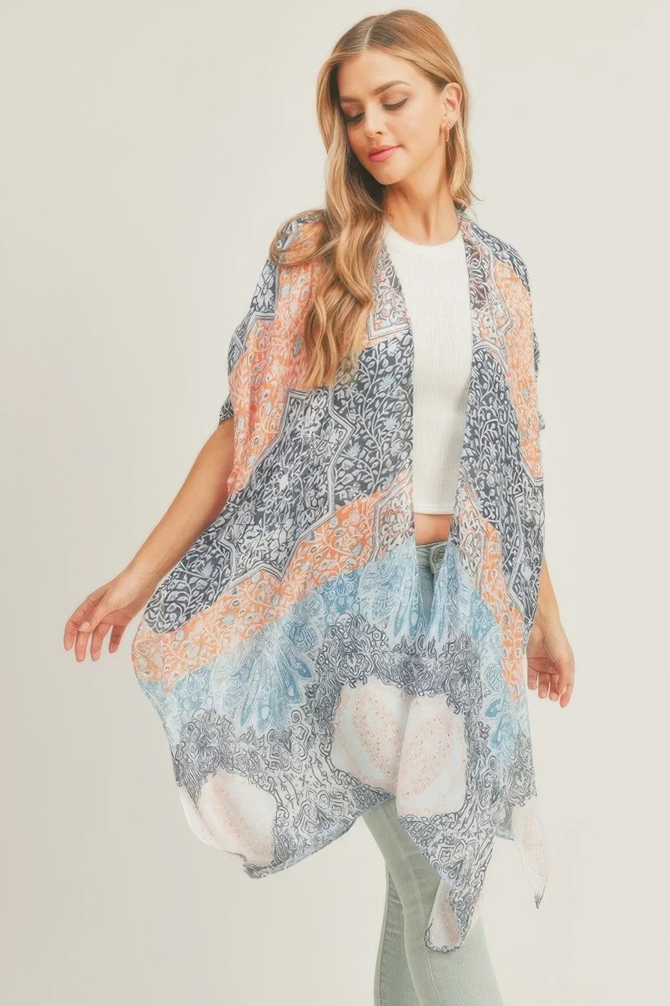 Allover Mixed Print Kimono | Mixtshop LLC