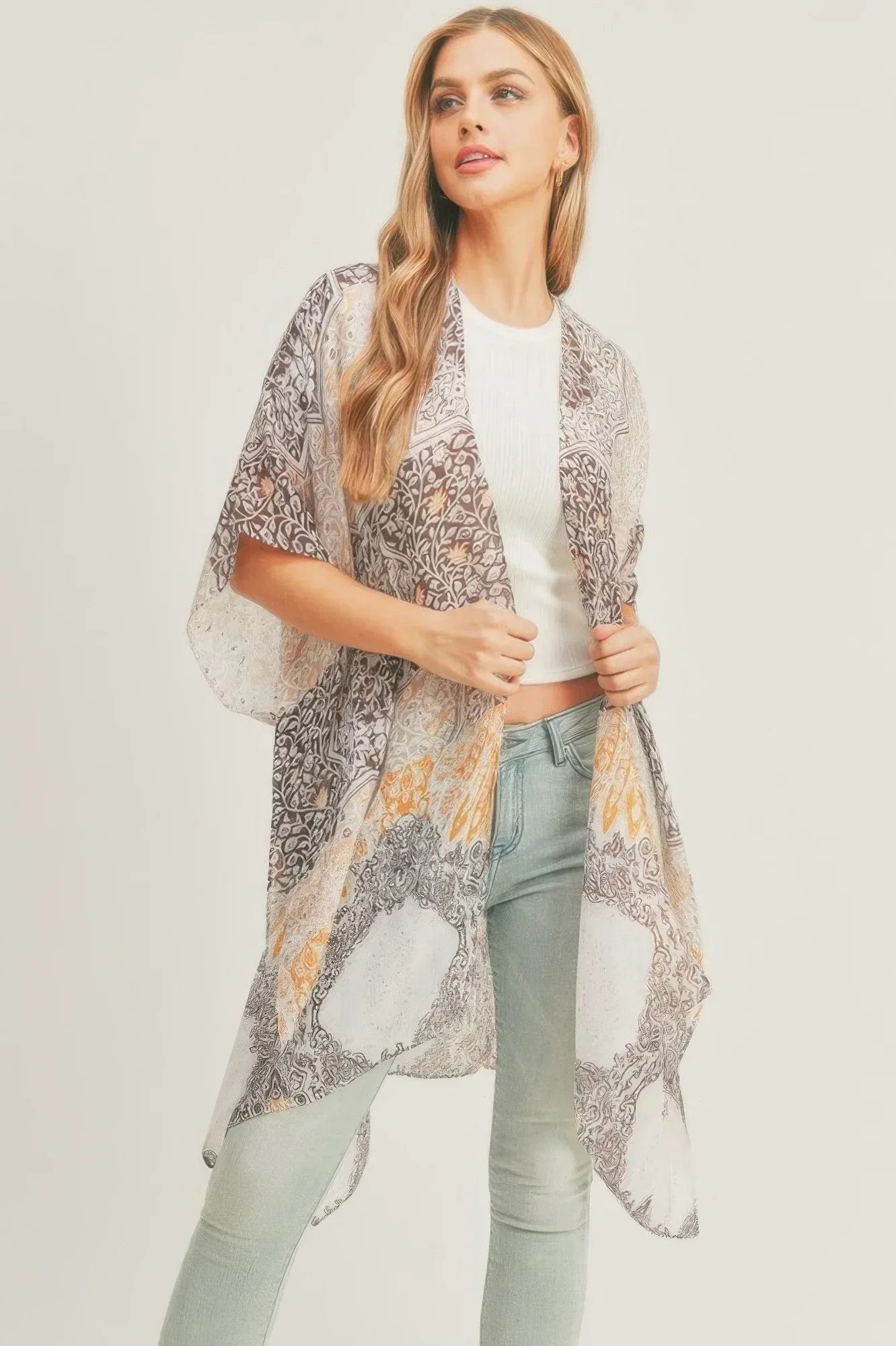 Allover Mixed Print Kimono Secondary image