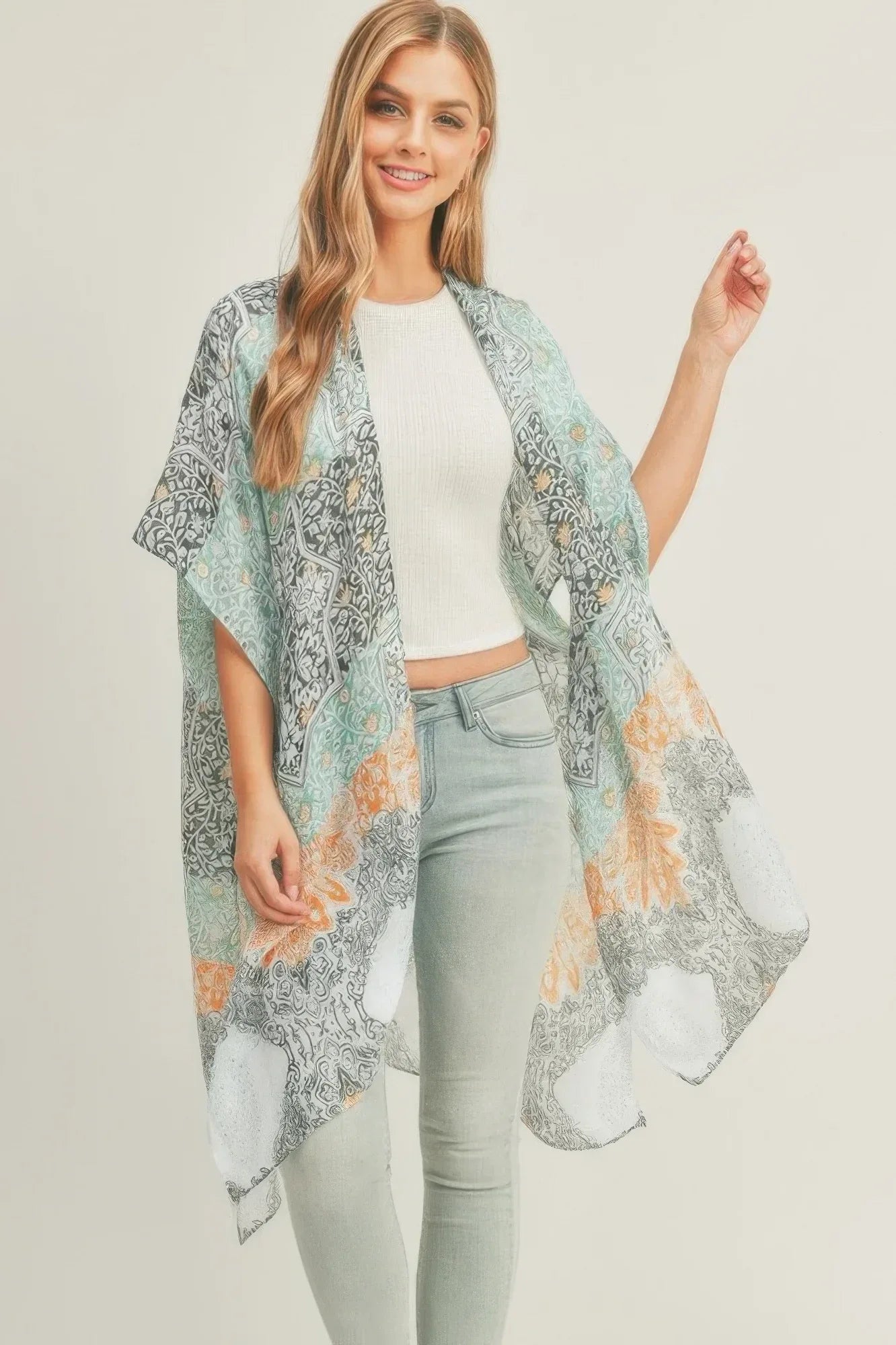 Allover Mixed Print Kimono | Mixtshop LLC