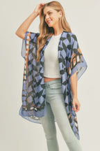 Ombree Front And Geometric Back Print Kimono | Mixtshop LLC