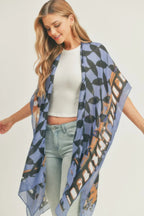 Ombree Front And Geometric Back Print Kimono | Mixtshop LLC
