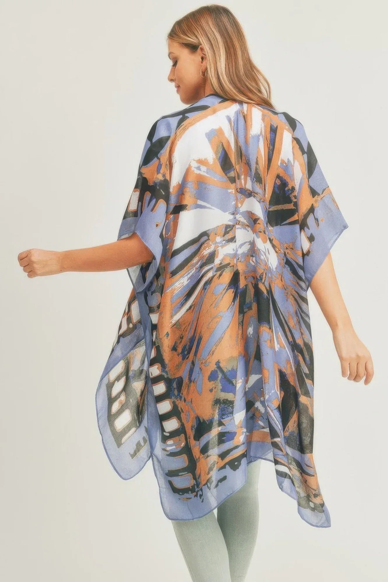 Ombree Front And Geometric Back Print Kimono | Mixtshop LLC