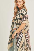 Ombree Front And Geometric Back Print Kimono | Mixtshop LLC