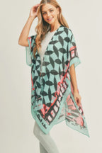 Ombree Front And Geometric Back Print Kimono | Mixtshop LLC