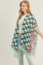 Ombree Front And Geometric Back Print Kimono | Mixtshop LLC