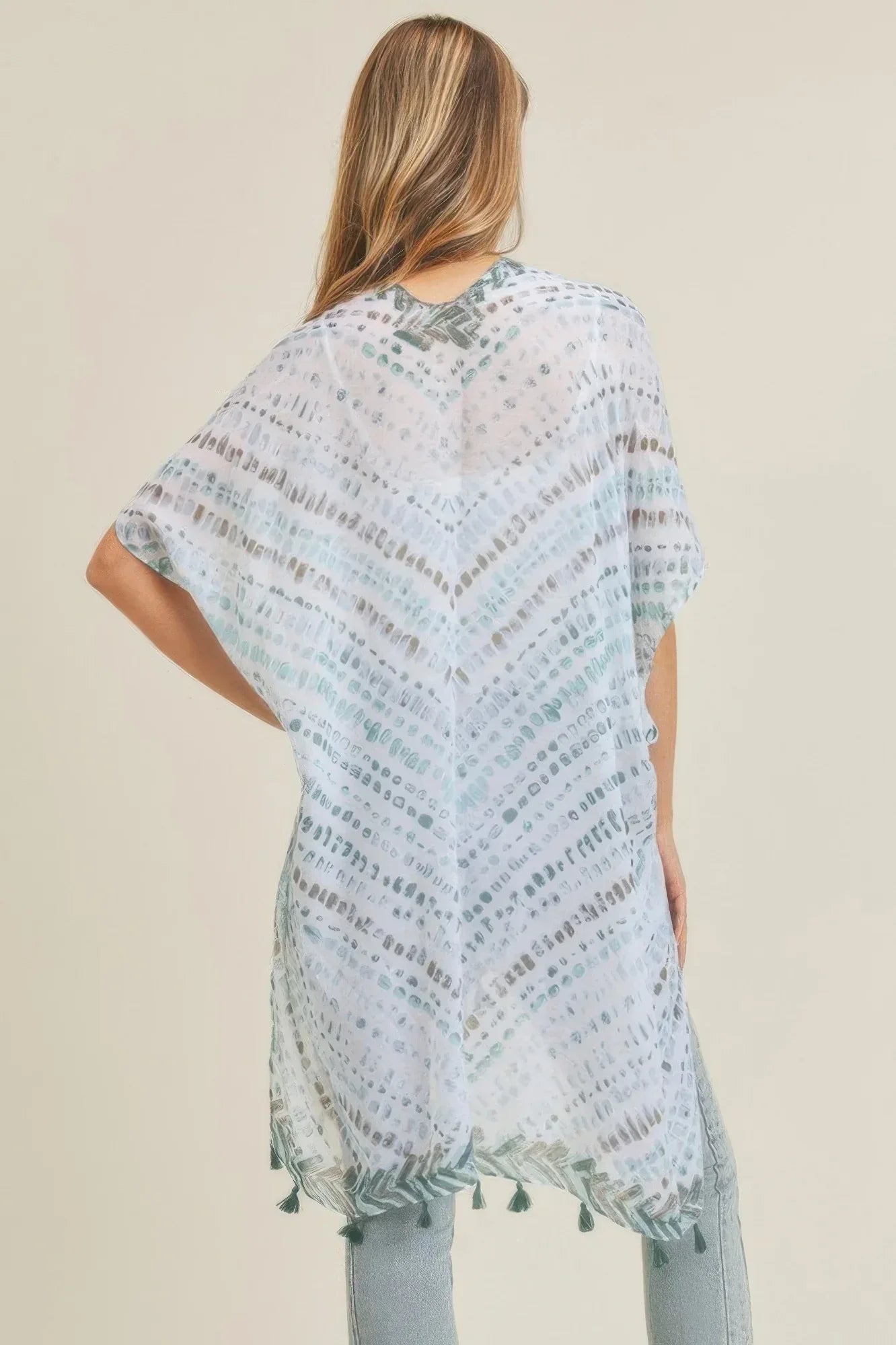 Multi Dash Pattern Tassel Kimono | Mixtshop LLC