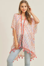 Multi Dash Pattern Tassel Kimono | Mixtshop LLC