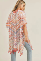 Multi Dash Pattern Tassel Kimono | Mixtshop LLC