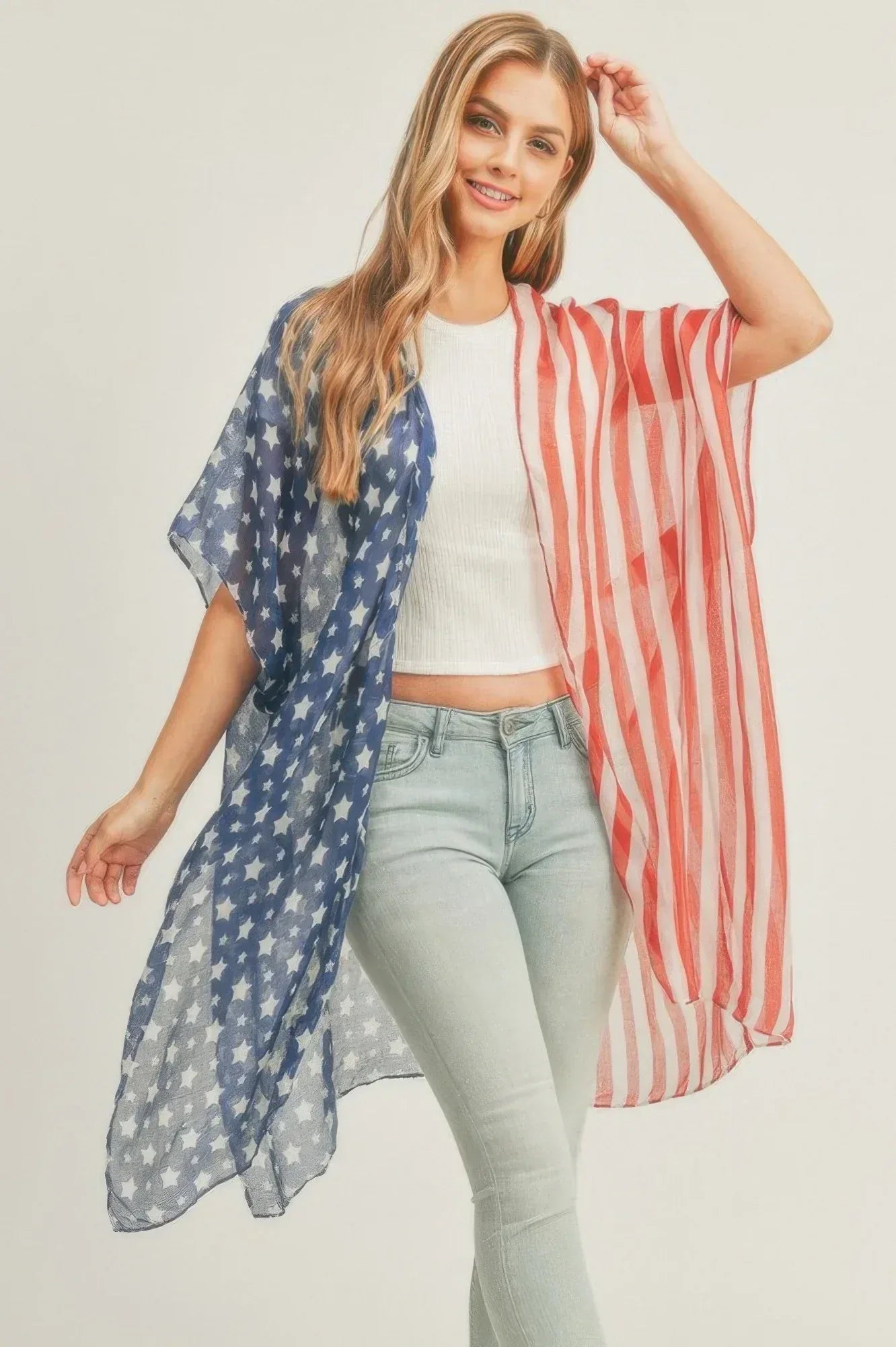 Half N Half American Flag Kimono | Mixtshop LLC Main image