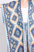 Aztec Print Open Front Long Kimono | Mixtshop LLC