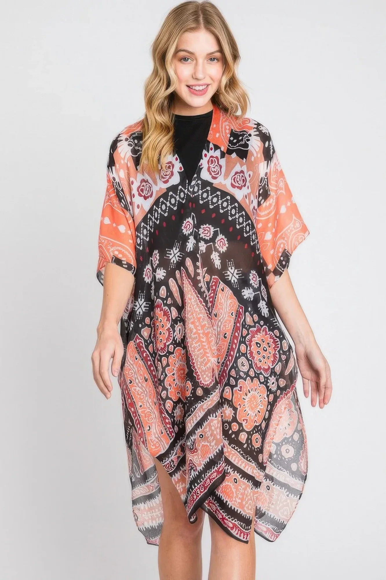 Geometric Boho Print Kimono Secondary image
