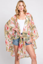 Tropical Flower Leaves Print Shawl Cover-up | Mixtshop LLC
