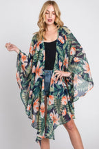 Tropical Flower Leaves Print Shawl Cover-up | Mixtshop LLC