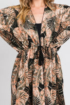 Tropical Leaves Print Self-tie Drawstring Cover Up | Mixtshop LLC