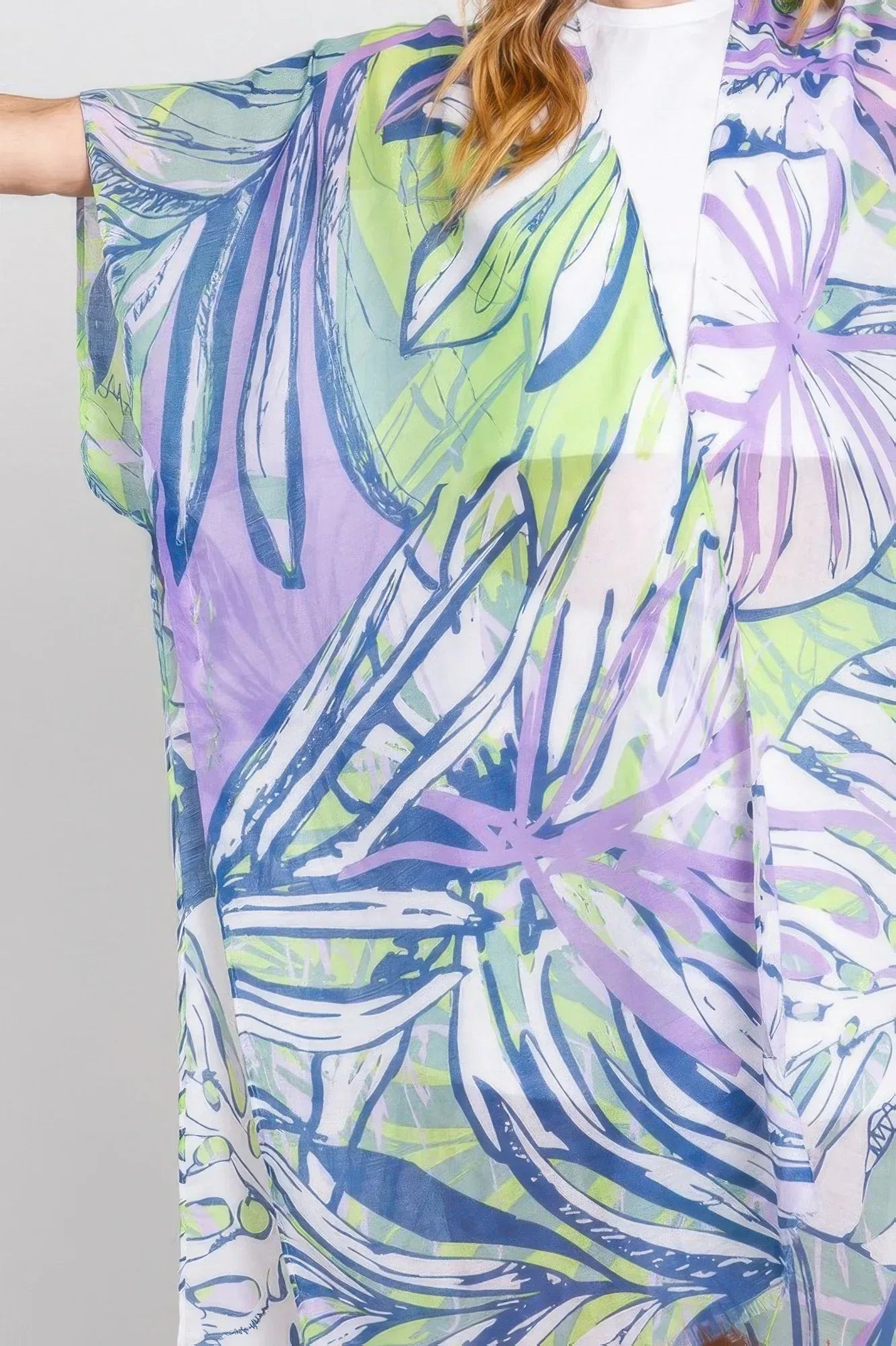 Hand Drawn Tropical Leaves Kimono | Mixtshop LLC